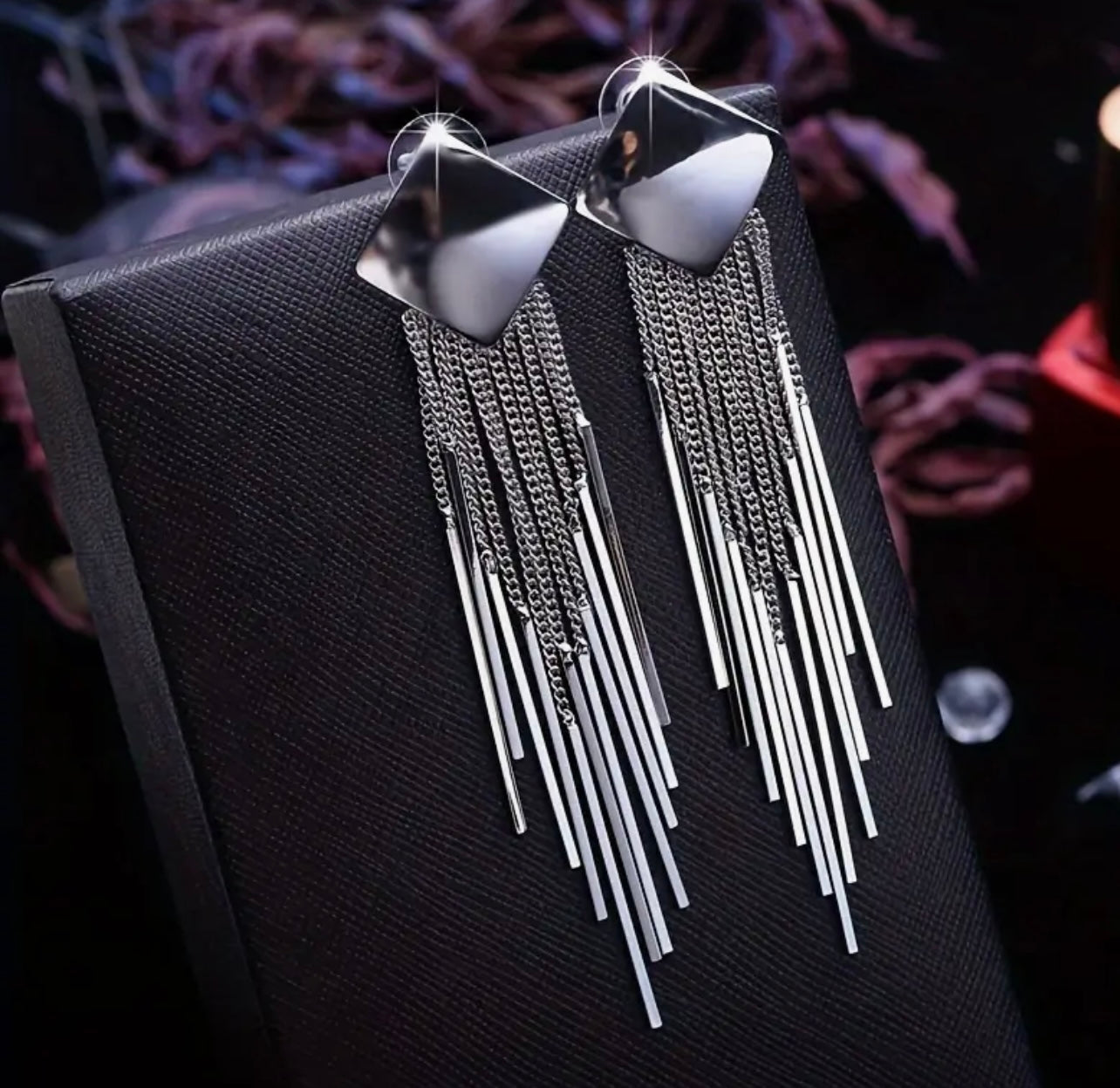 Boucles d'Oreilles Longues à Franges Dorées