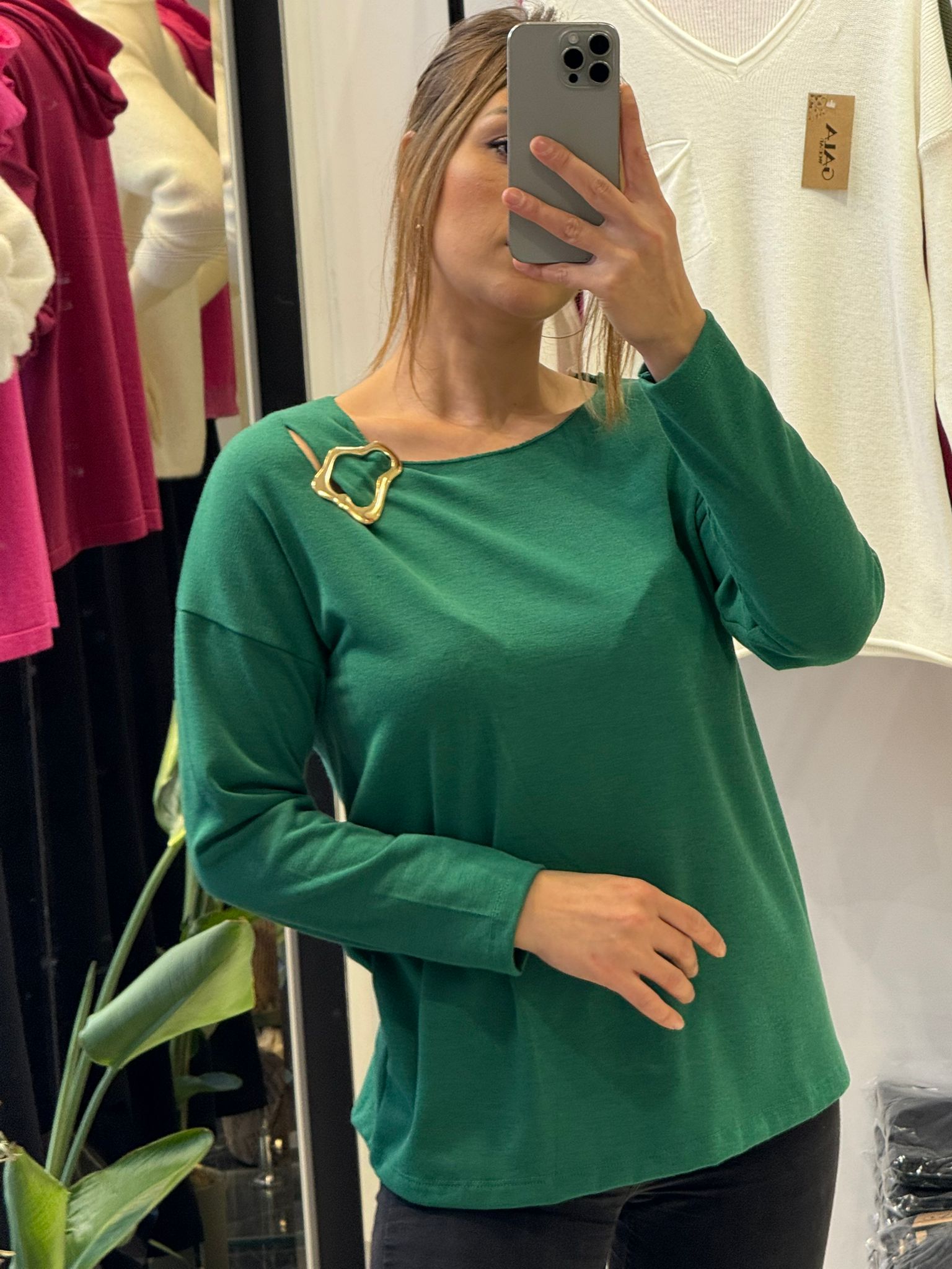 Pull Cachemire 100% Broche Dorée - Col Bateau