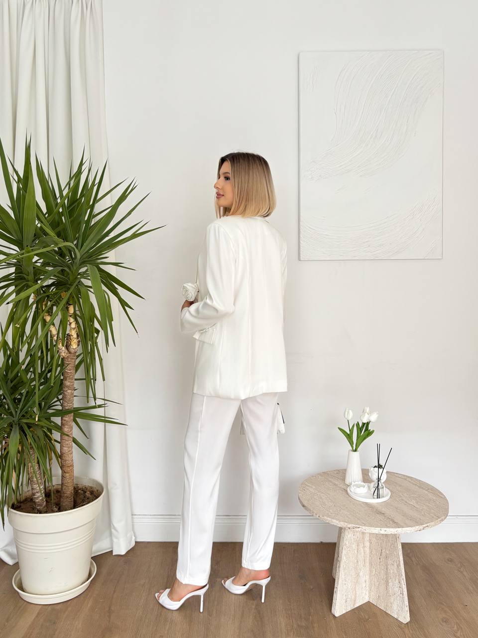 Ensemble Tailleur 3 Pièces Satin - Blazer Gilet Pantalon