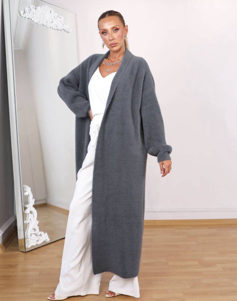 Cardigan Long Ouvert Élégant