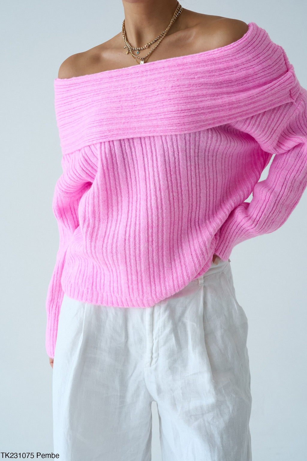 Pull Épaules Dénudées Côtelé