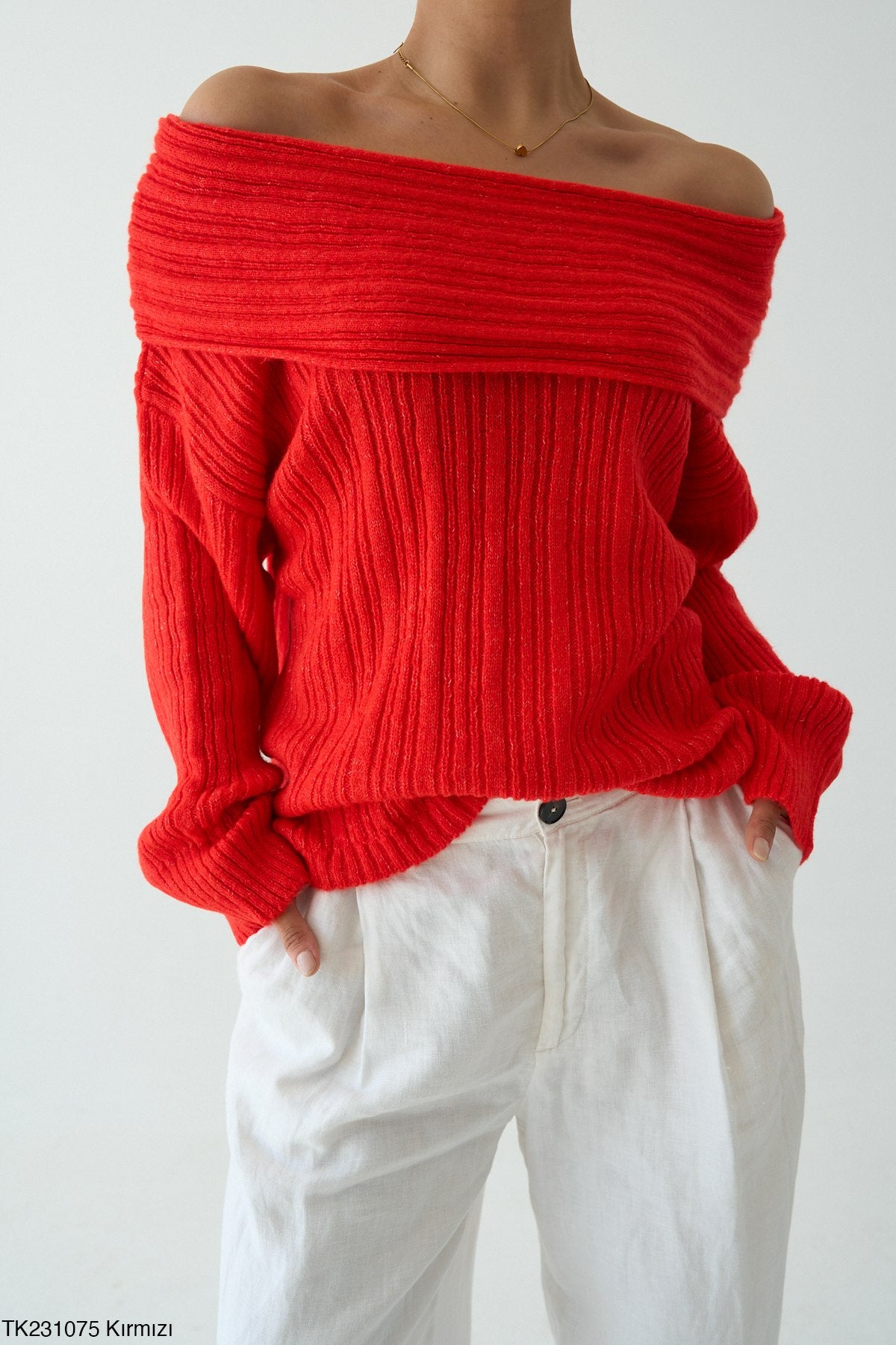 Pull Épaules Dénudées Côtelé