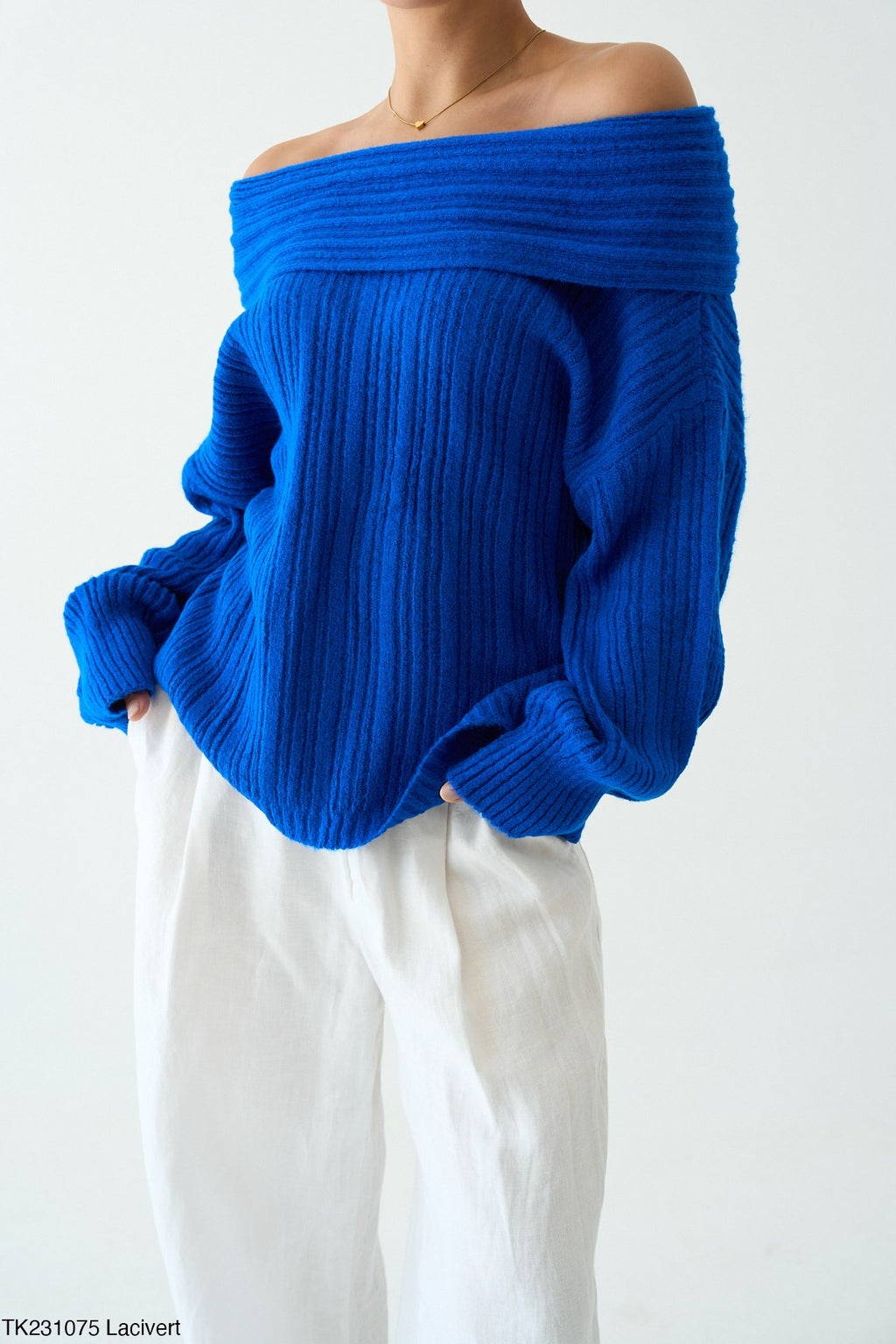 Pull Épaules Dénudées Côtelé