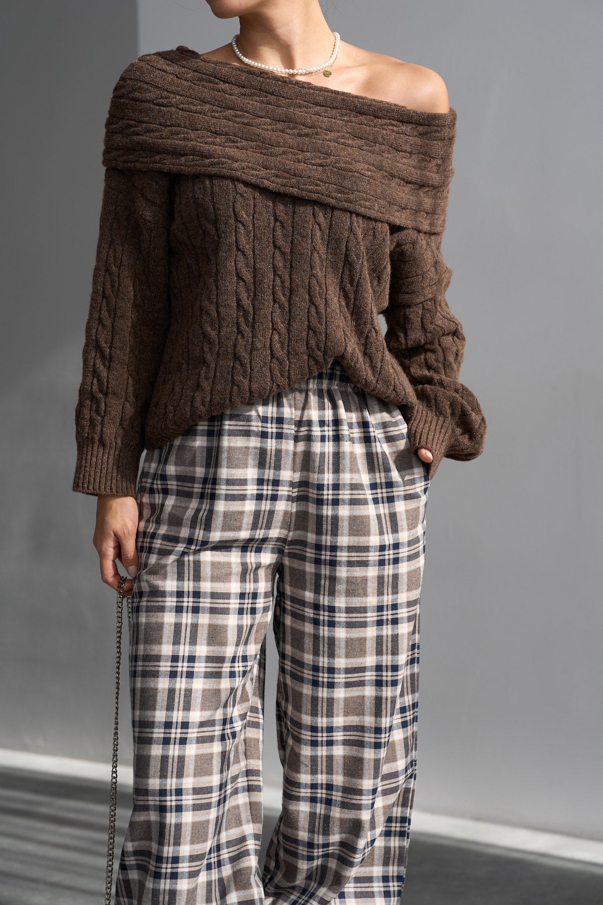 Pull Épaules Dénudées Côtelé