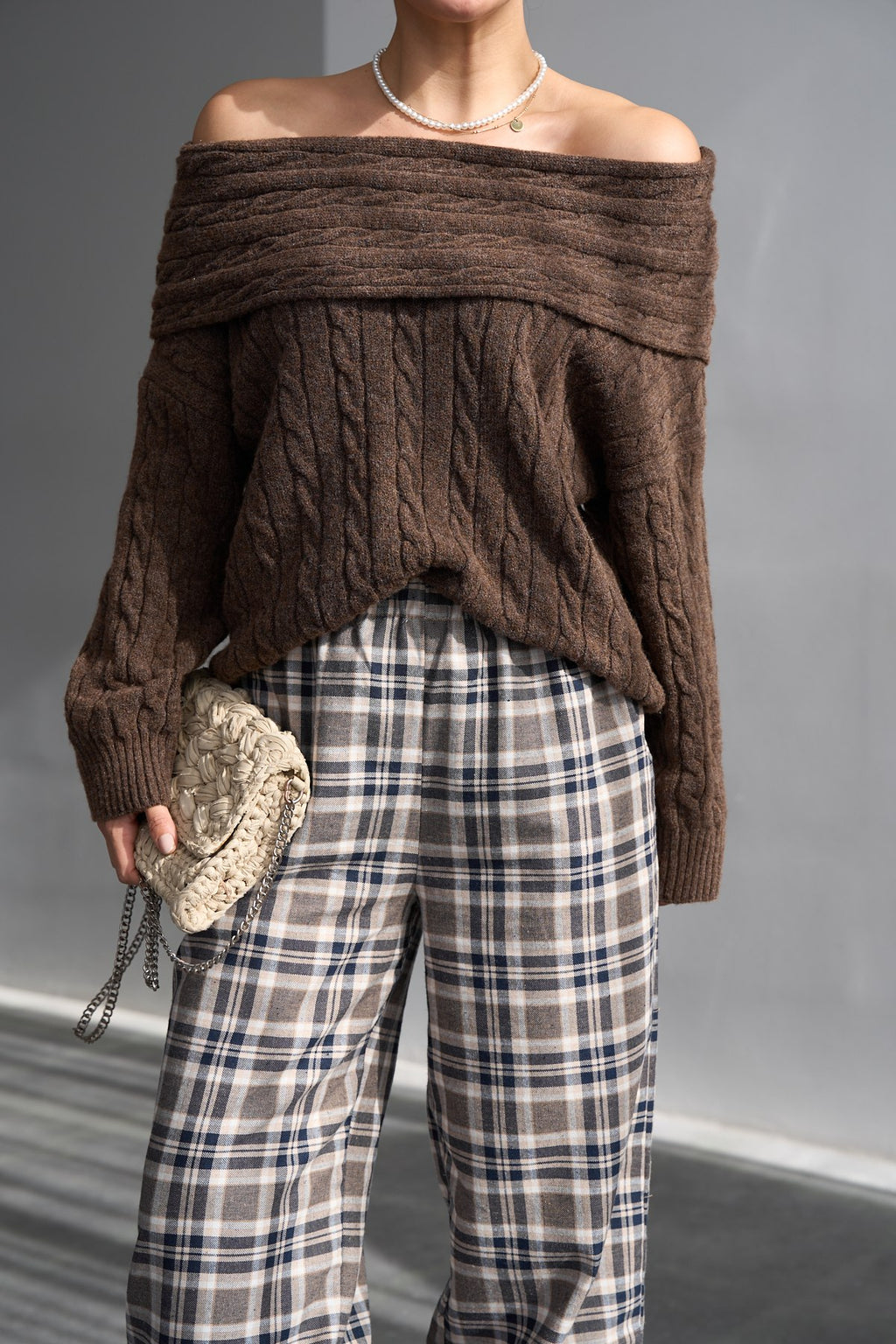 Pull Épaules Dénudées Côtelé