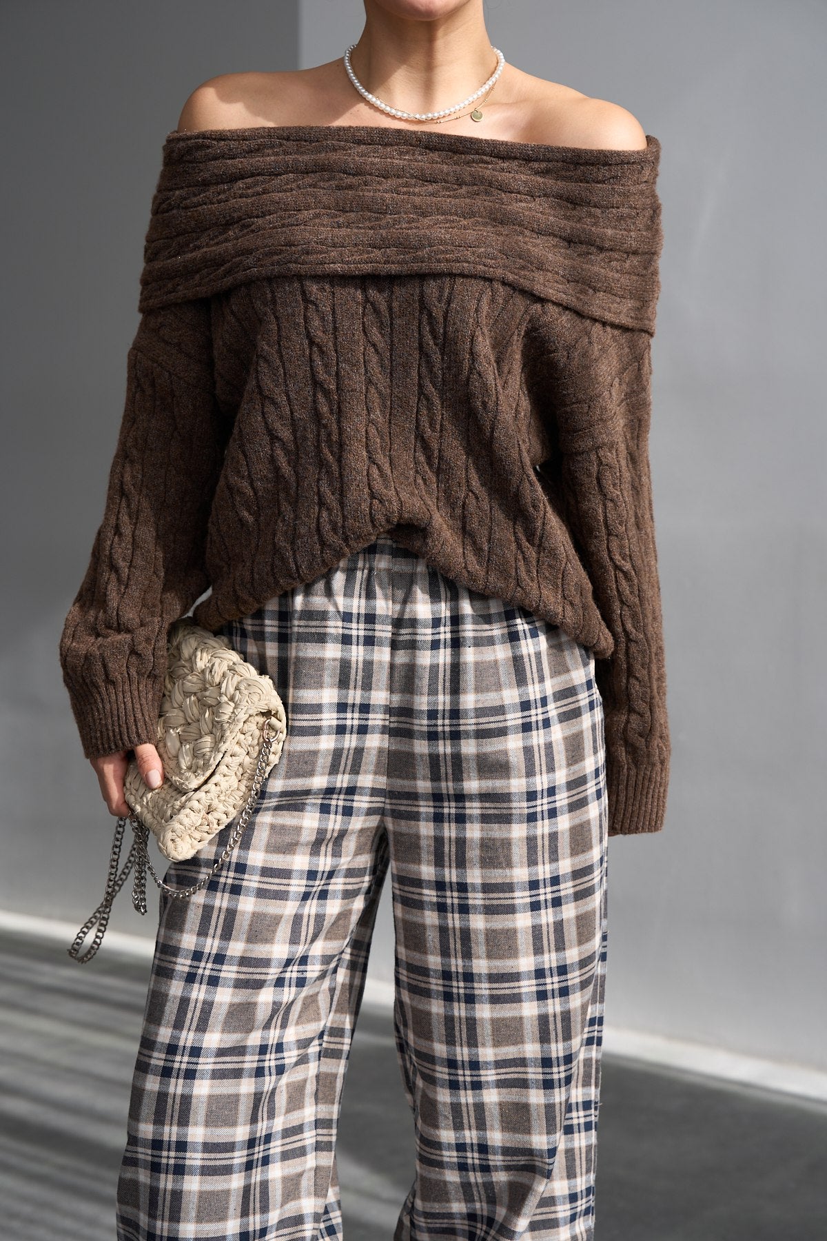 Pull Épaules Dénudées Côtelé