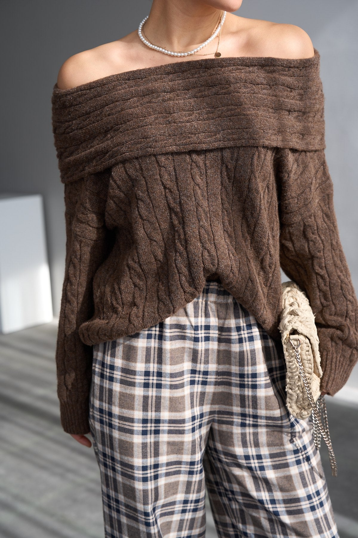 Pull Épaules Dénudées Côtelé