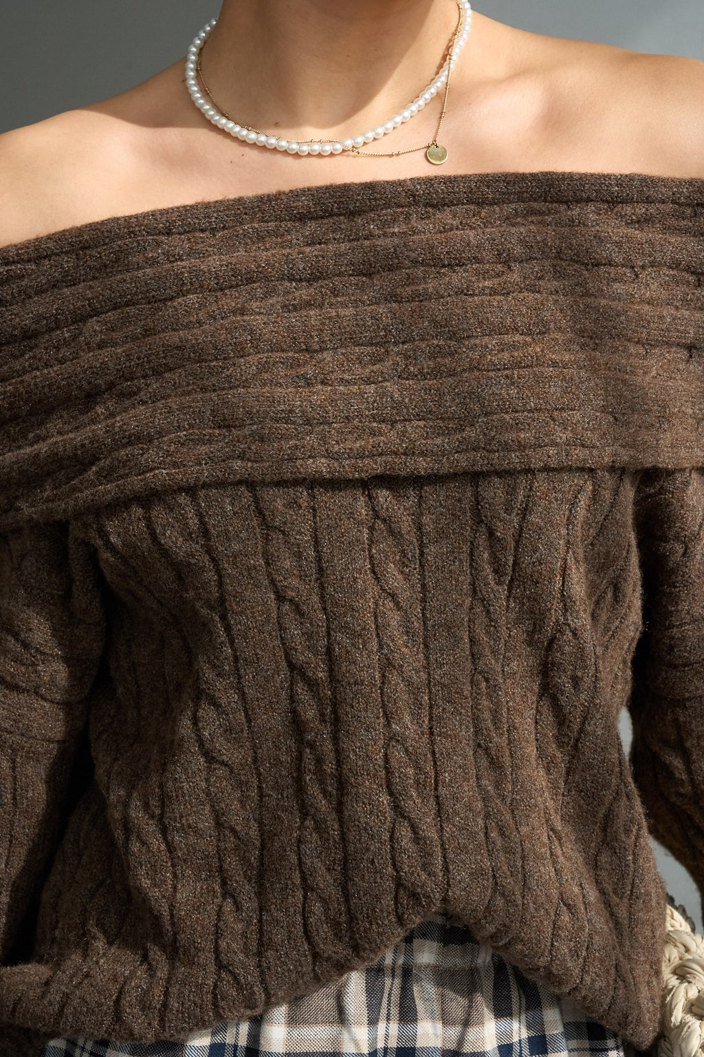 Pull Épaules Dénudées Côtelé