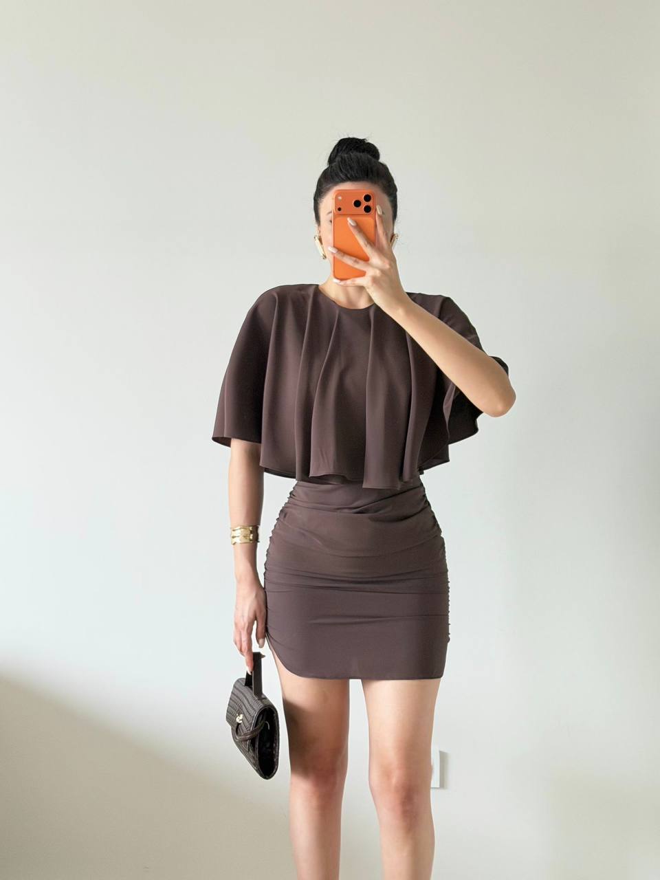 Robe Cape Deux Pièces - Top Volant & Jupe Moulante