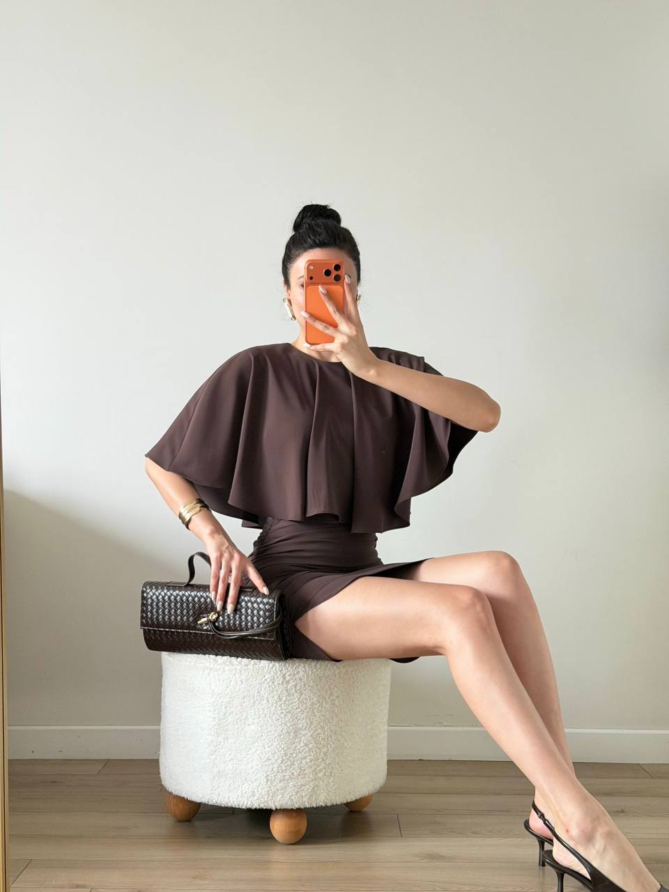 Robe Cape Deux Pièces - Top Volant & Jupe Moulante