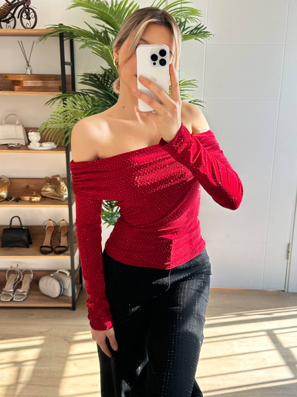 Top à Paillettes Off-Shoulder - Élégance Soirée