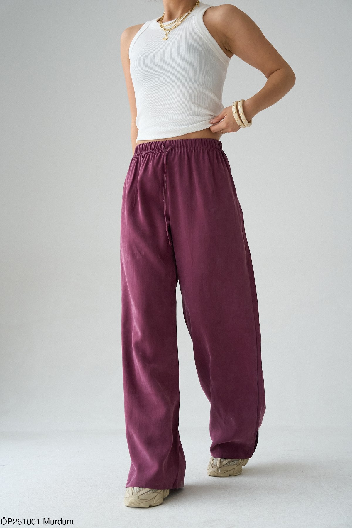 Pantalon Large Femme Fluide Taille Élastique - Confort et Style