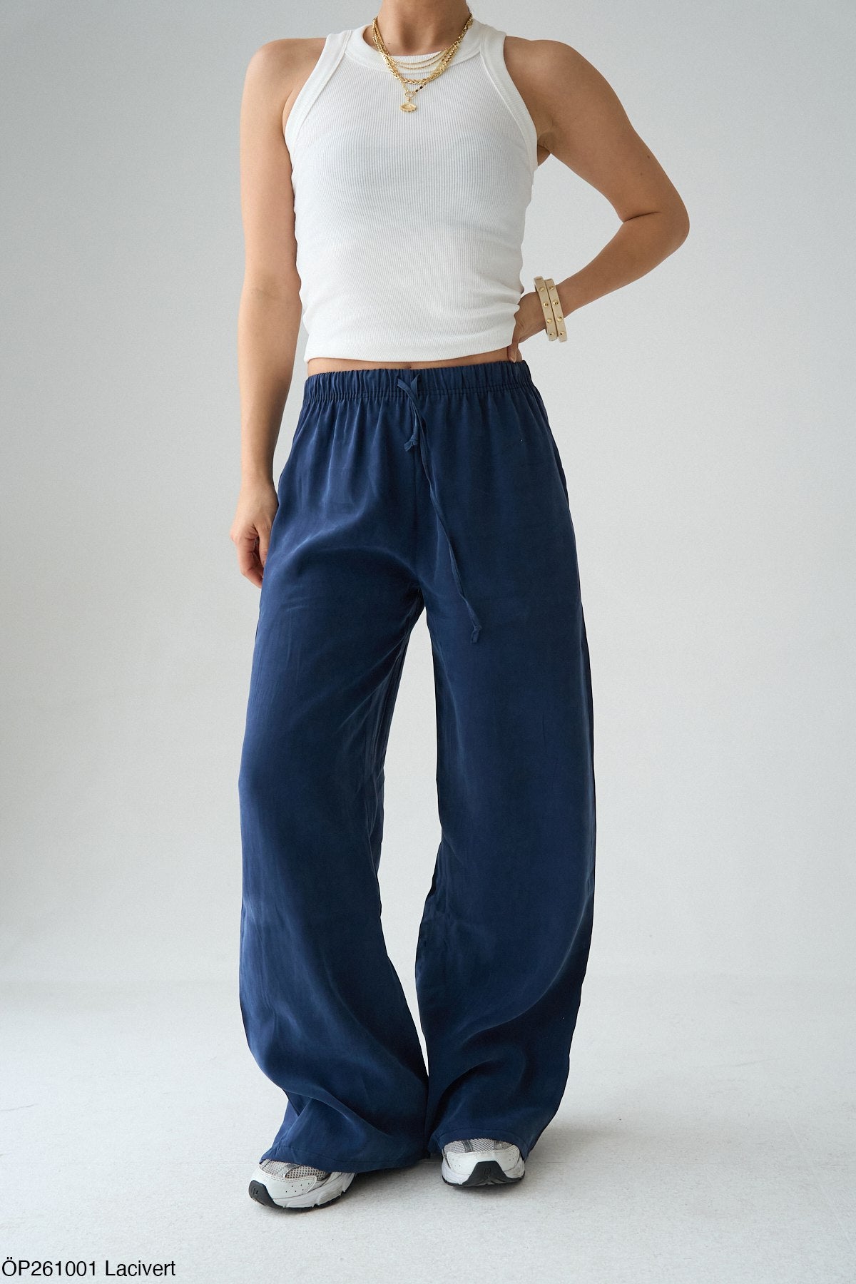 Pantalon Large Femme Fluide Taille Élastique - Confort et Style