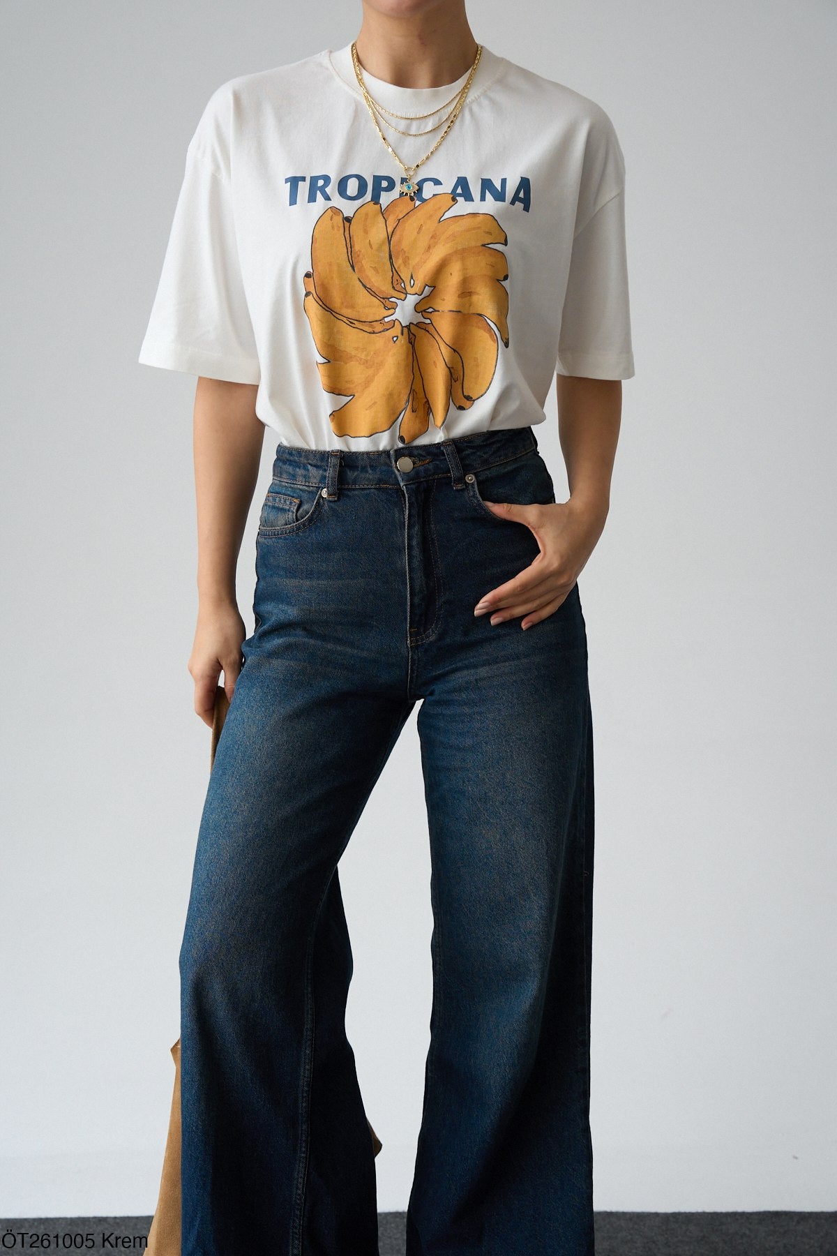 Queu T-shirt Blanc 100% Coton Tropicana Bananes