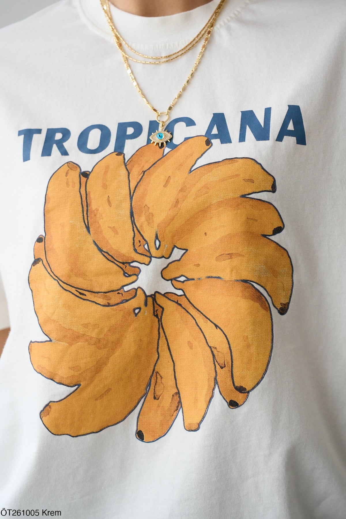 Queu T-shirt Blanc 100% Coton Tropicana Bananes