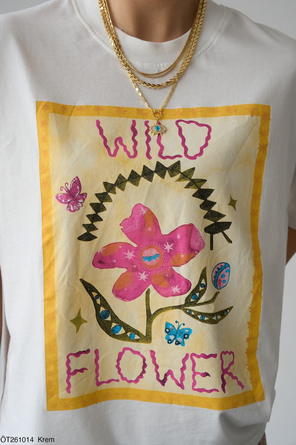 Qura T-shirt Blanc 100% Coton Wild Flower