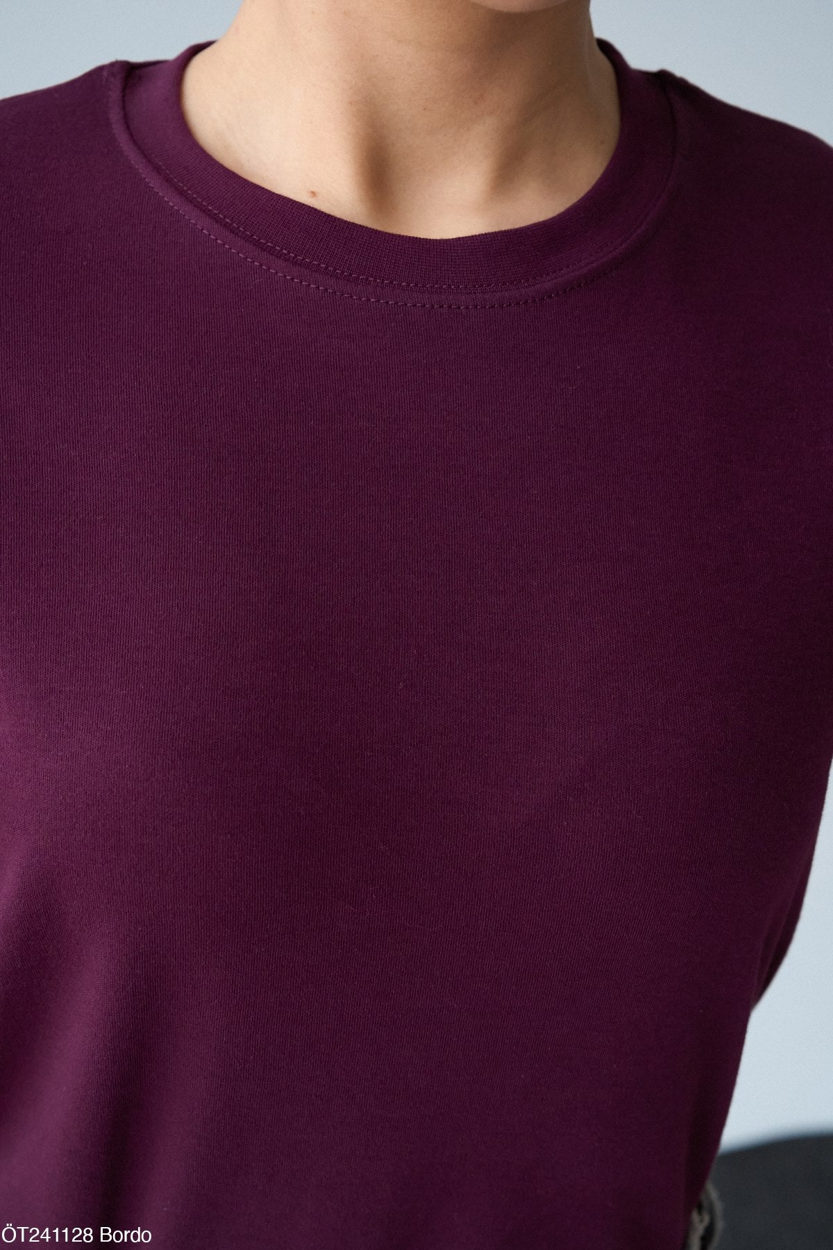 Qst T-shirt Bordeaux Femme 100% Coton - Coupe Oversize Confortable