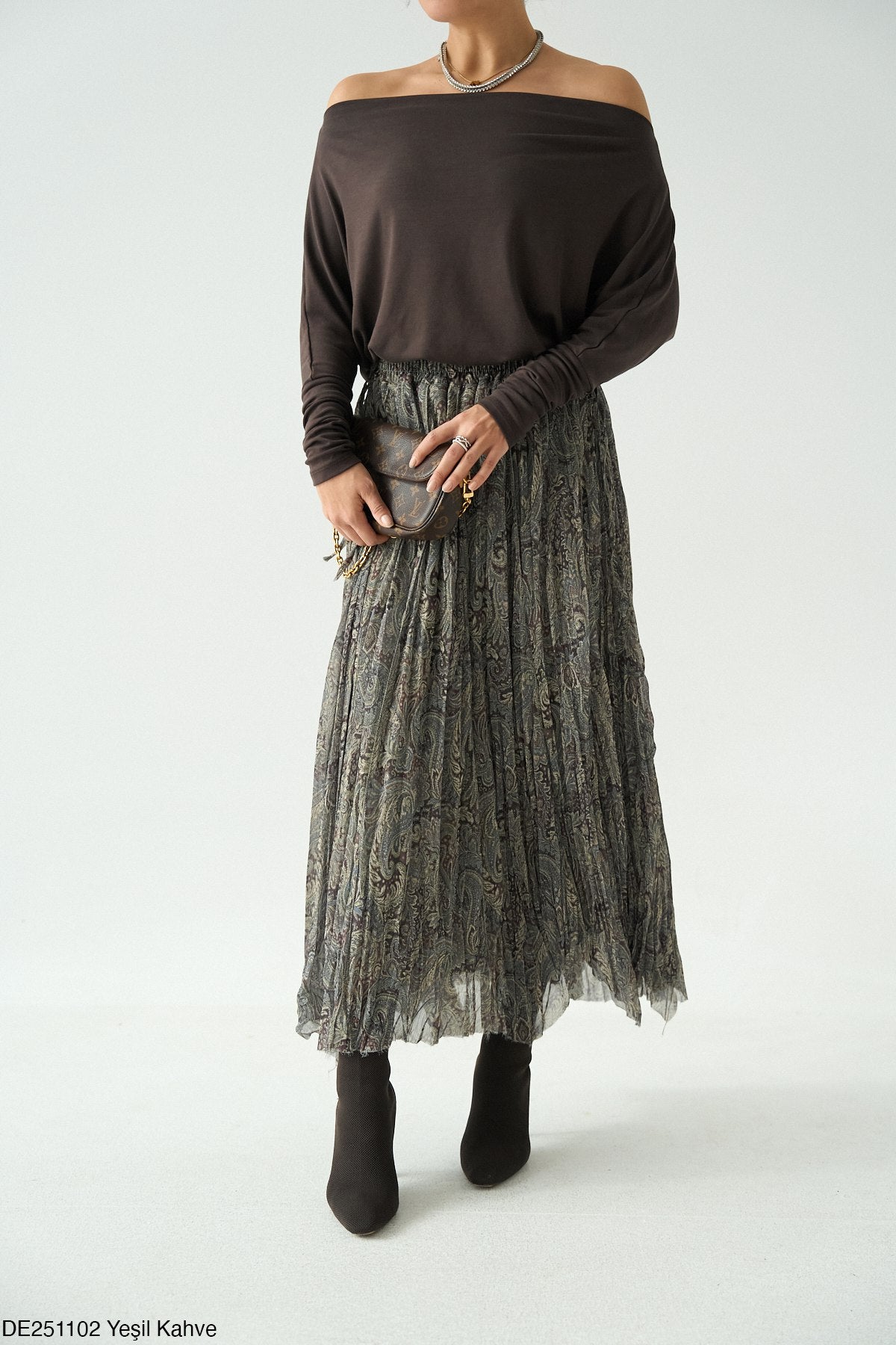 Quail Jupe Longue Plissée en Tulle Élastique Taille Haute