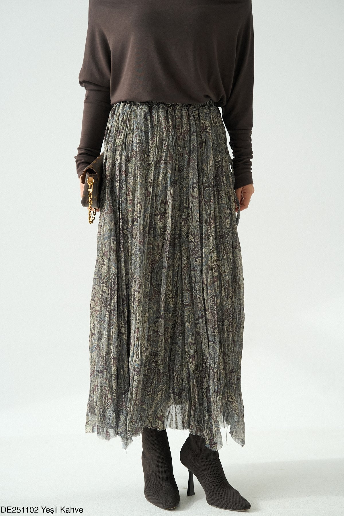 Quail Jupe Longue Plissée en Tulle Élastique Taille Haute